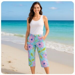 Lilly Pulitzer White Label Floral Capri Pants Size 4